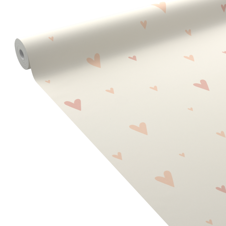 4MURS Papier peint intissé Hearts Vieux rose et beige rosé