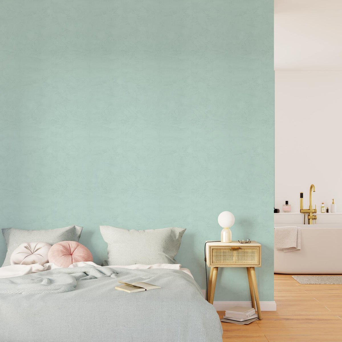 4MURS Papier peint intissé Ravenne Bleu glacier Crépi grésé