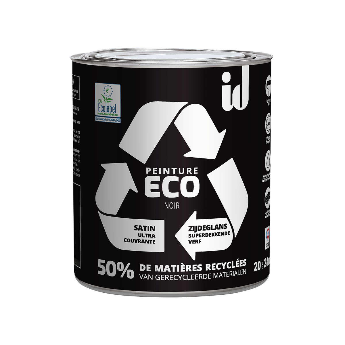 ECO ID Peinture Eco Noir Satiné 2L