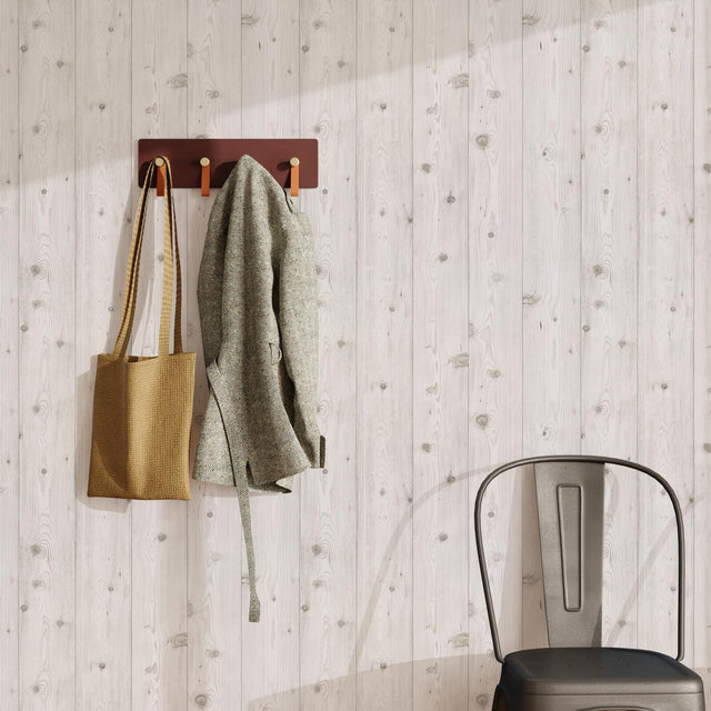 Papier peint BOARD coloris blanc grisé