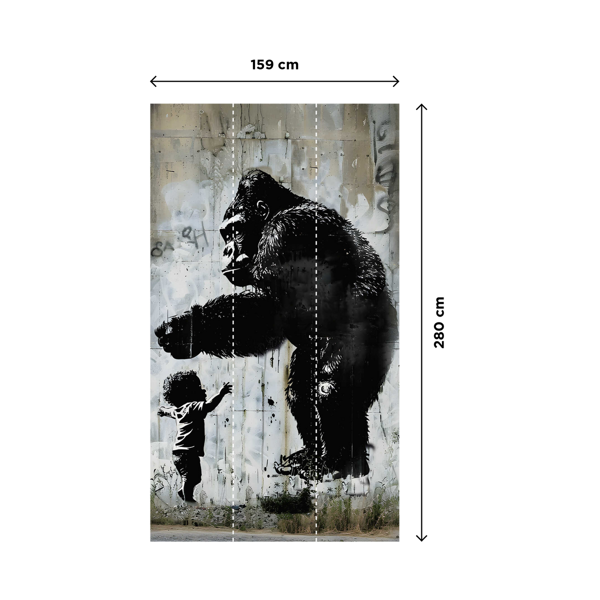 Papier peint panoramique L Gorilla Anthracite Trame