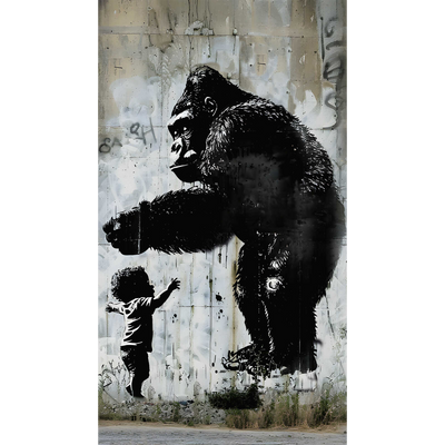 Papier peint panoramique L Gorilla Anthracite Trame