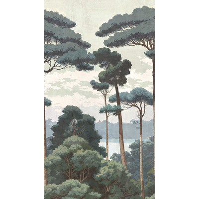 Papier peint panoramique L Pienza Vert bleuté Trame