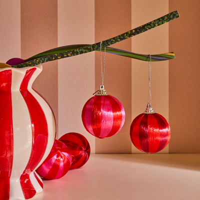 Décoration à suspendre Boule mousse Rouge, rose