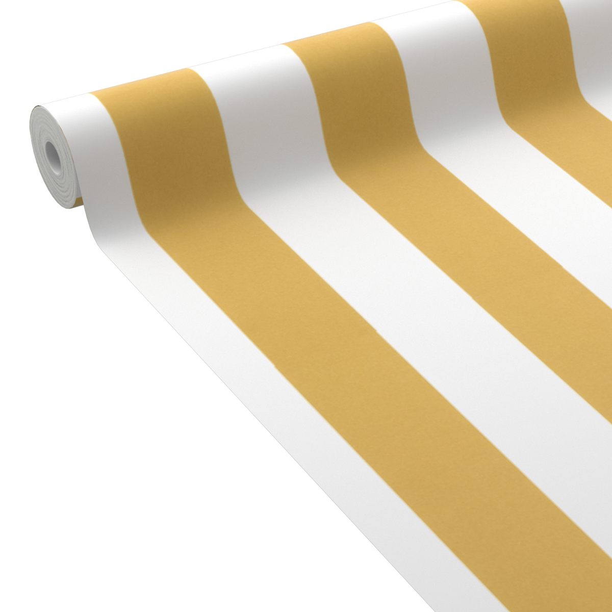 4MURS Papier peint intissé Opal stripe Jaune moutarde et blanc Lisse