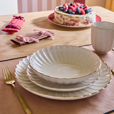 Assiette creuse Corolle Blanc, or