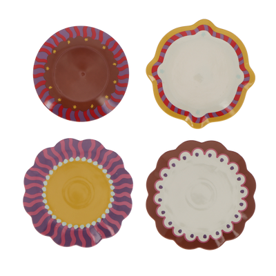 Assiette Meg x4 Jaune rose violet marron