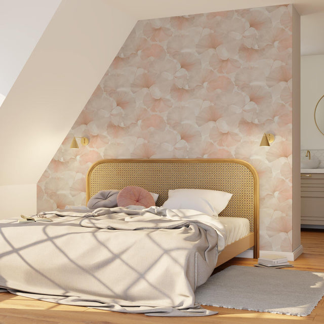 Papier peint intissé BILOBA coloris rose poudré