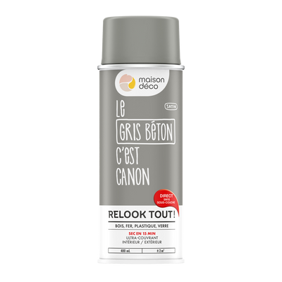 RELOOK TOUT AÉROSOL Bombe de peinture Relook tout aérosol Gris béton Satiné 0,4ML