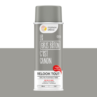 RELOOK TOUT AÉROSOL Bombe de peinture Relook tout aérosol Gris béton Satiné 0,4ML