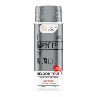 RELOOK TOUT AÉROSOL Bombe de peinture Relook tout aérosol Argent martelé Brillant 0,4ML
