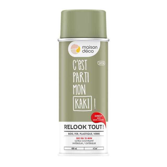 Relook tout aérosol Peinture Bombe de peinture kaki Satiné 0,4 L