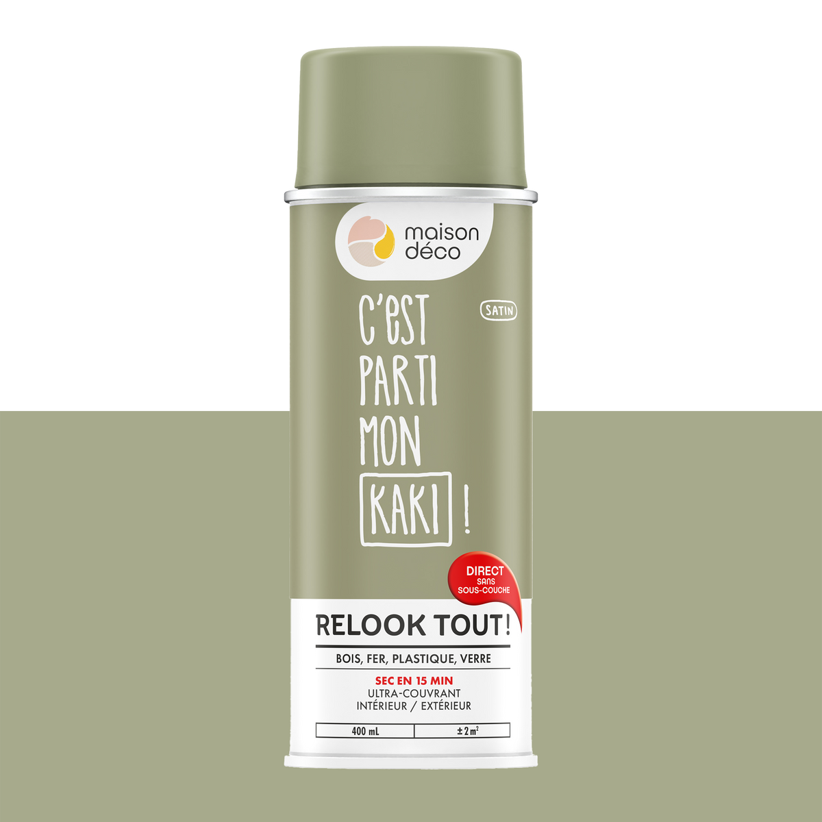 RELOOK TOUT AÉROSOL Bombe de peinture Relook tout aérosol Kaki Satiné 0,4ML