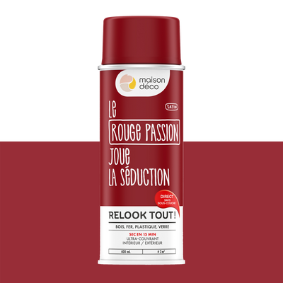 RELOOK TOUT AÉROSOL Bombe de peinture Relook tout aérosol Rouge passion Satiné 0,4ML