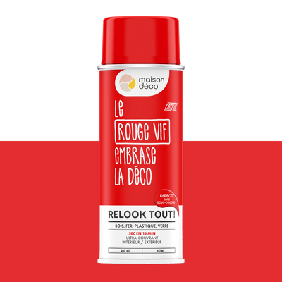 RELOOK TOUT AÉROSOL Bombe de peinture Relook tout aérosol Rouge vif Brillant 0,4ML