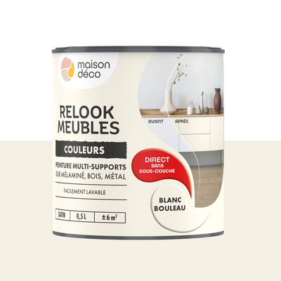 RELOOK MEUBLES COULEURS Peinture Relook meubles Blanc bouleau Satiné 0,5L