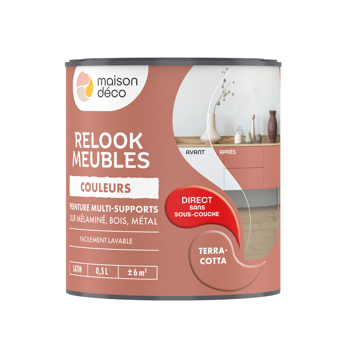 RELOOK MEUBLES COULEURS Peinture Relook meubles Terracotta Satiné 0,5L