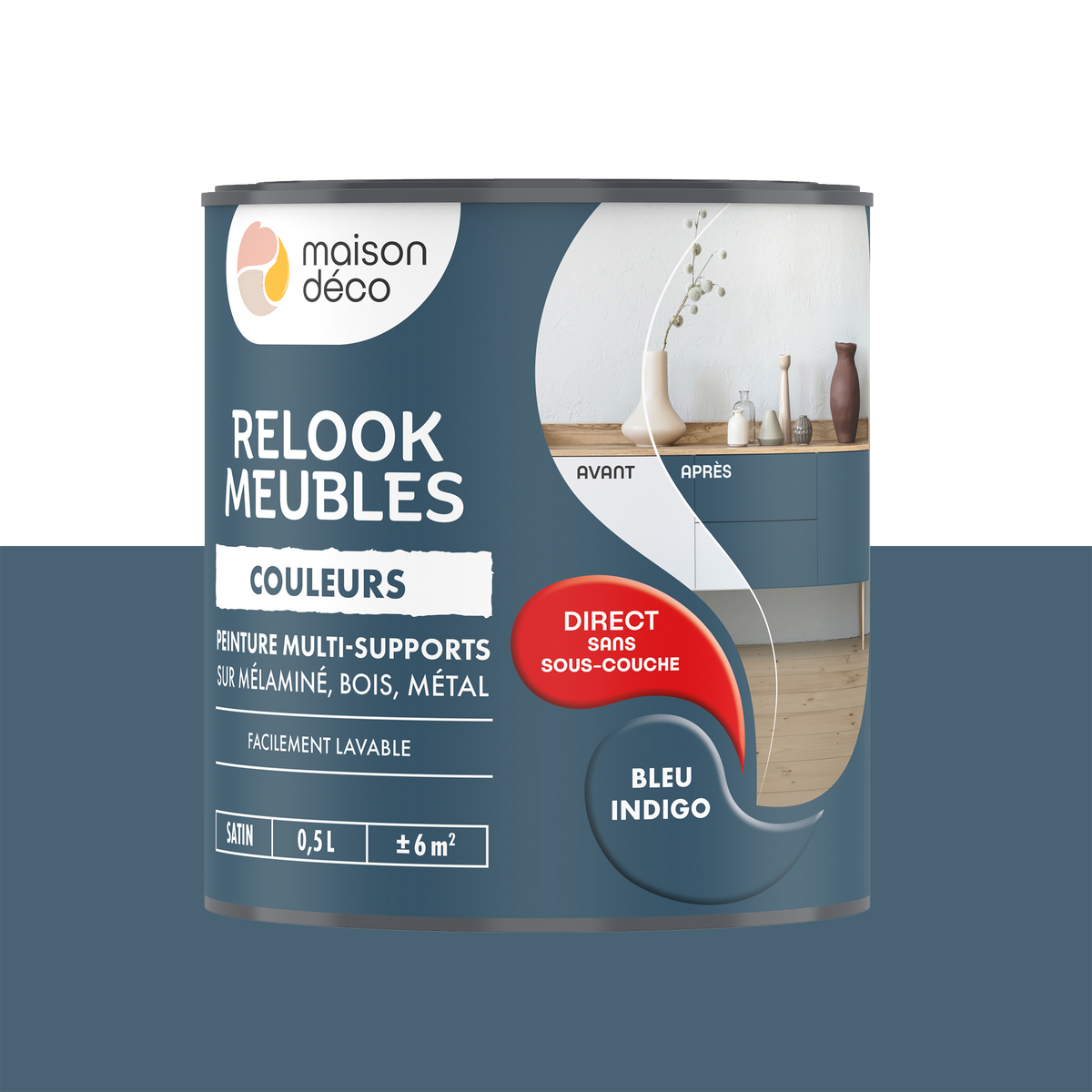 RELOOK MEUBLES COULEURS Peinture Relook meubles Bleu indigo Satiné 0,5L