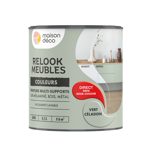 Relook meubles couleurs Peinture RELOOK MEUBLES Peinture vert céladon Satiné 0,5 L