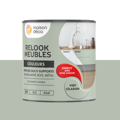 RELOOK MEUBLES COULEURS Peinture Relook meubles Vert céladon Satiné 0,5L