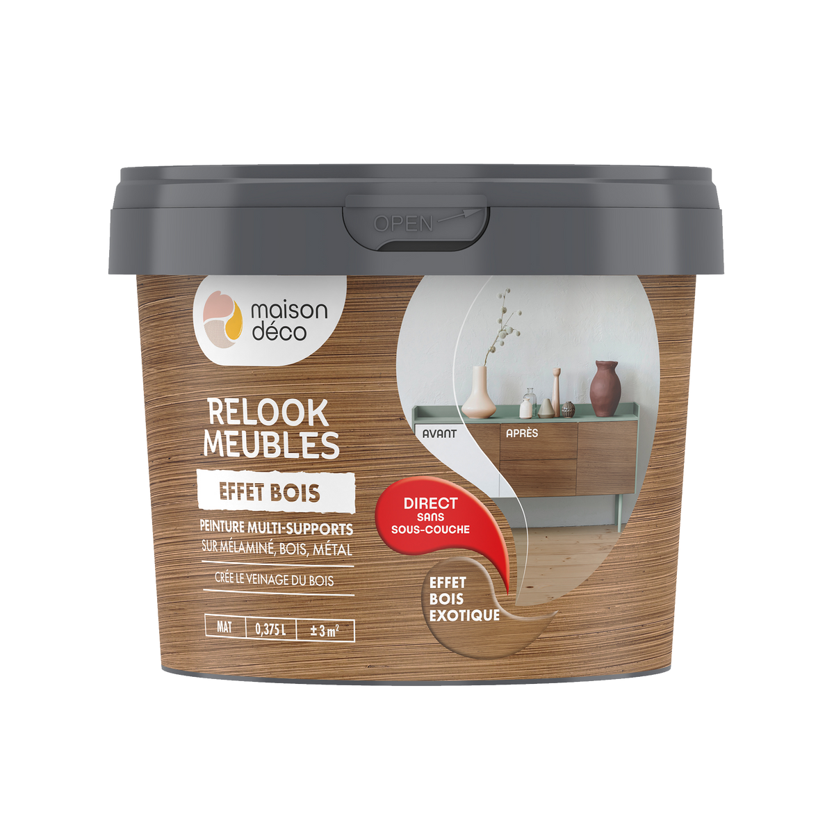 RELOOK MEUBLES EFFET BOIS Peinture Relook meubles effet bois Bois exotique Mat 0,38L