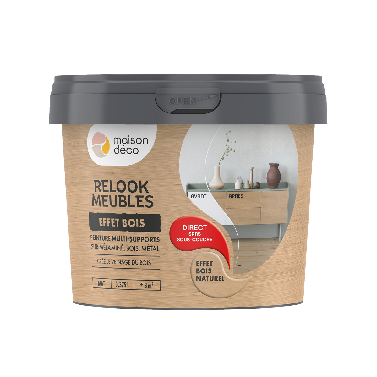 RELOOK MEUBLES EFFET BOIS Peinture Relook meubles effet bois Bois naturel Mat 0,38L