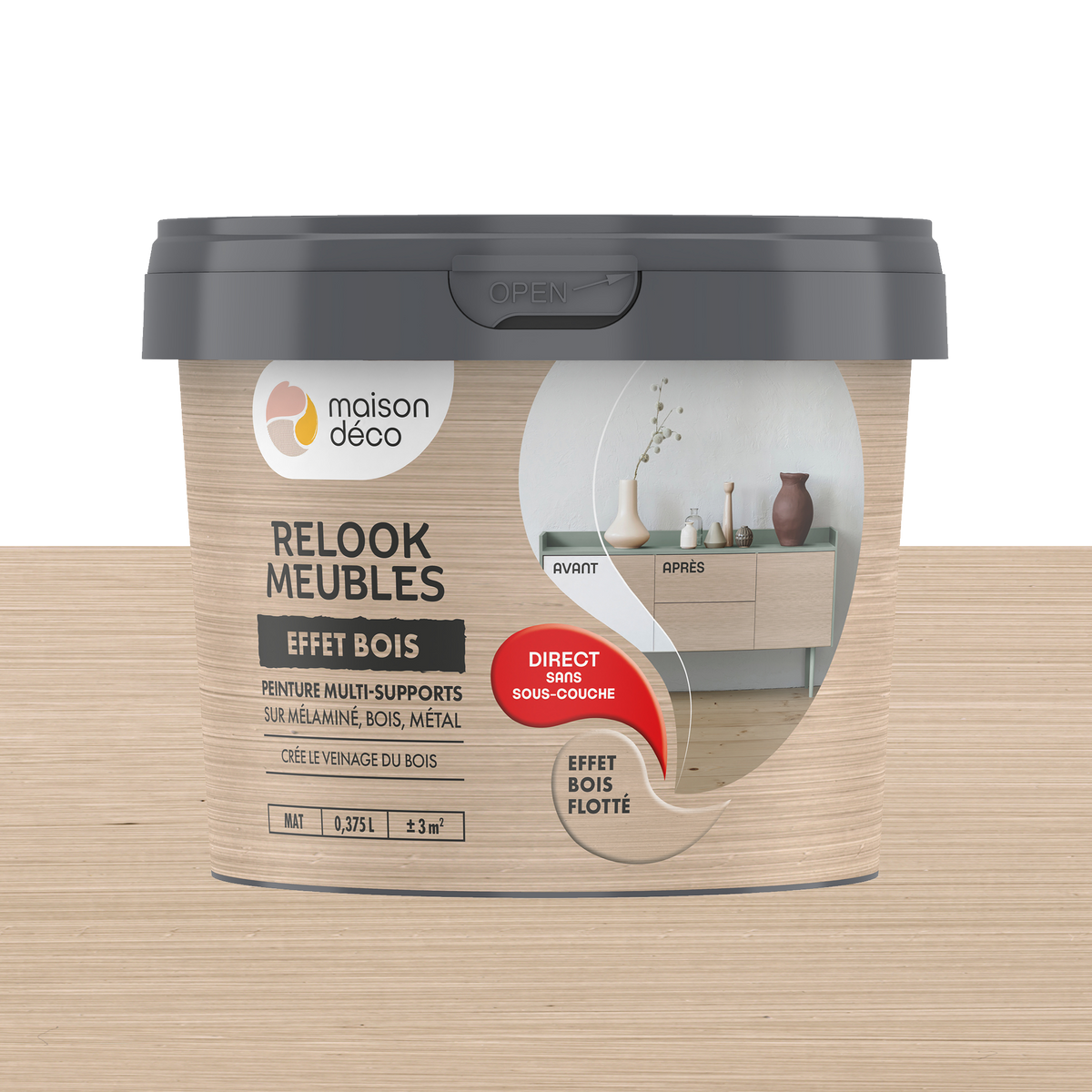 RELOOK MEUBLES EFFET BOIS Peinture Relook meubles effet bois Bois flotté Mat 0,38L