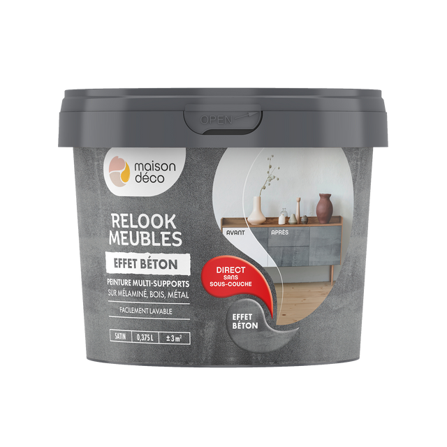 Relook meubles effet bois Peinture Peinture effet béton Satiné 0,38 L