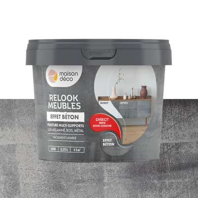 RELOOK MEUBLES EFFET BOIS Peinture Relook meubles effet bois Effet béton Satiné 0,38L
