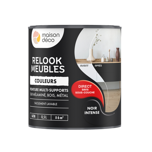 Relook meubles couleurs Peinture RELOOK MEUBLES Peinture noir intense Satiné 0,5 L