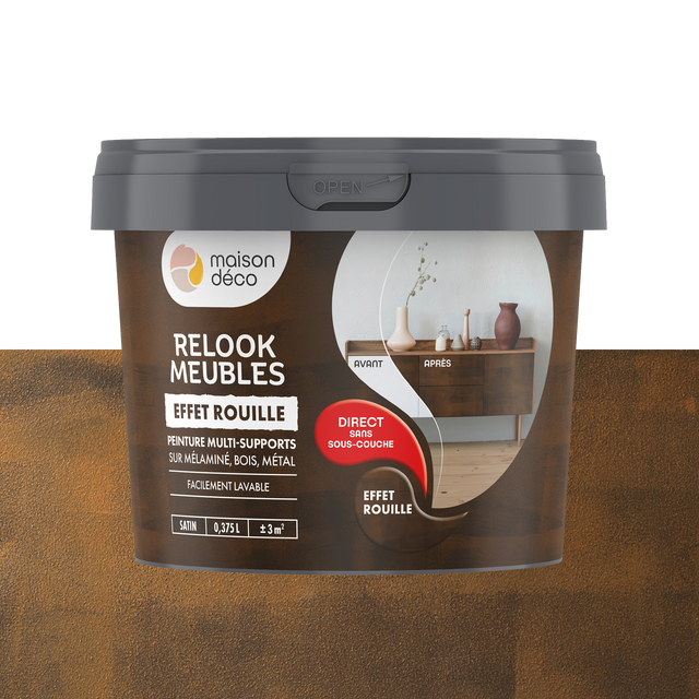 Relook meubles effet bois Peinture Peinture rouille Satiné 0,38 L