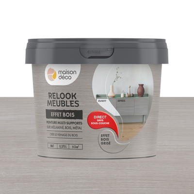 RELOOK MEUBLES EFFET BOIS Peinture Relook meubles effet bois Bois grisé Mat 0,38L