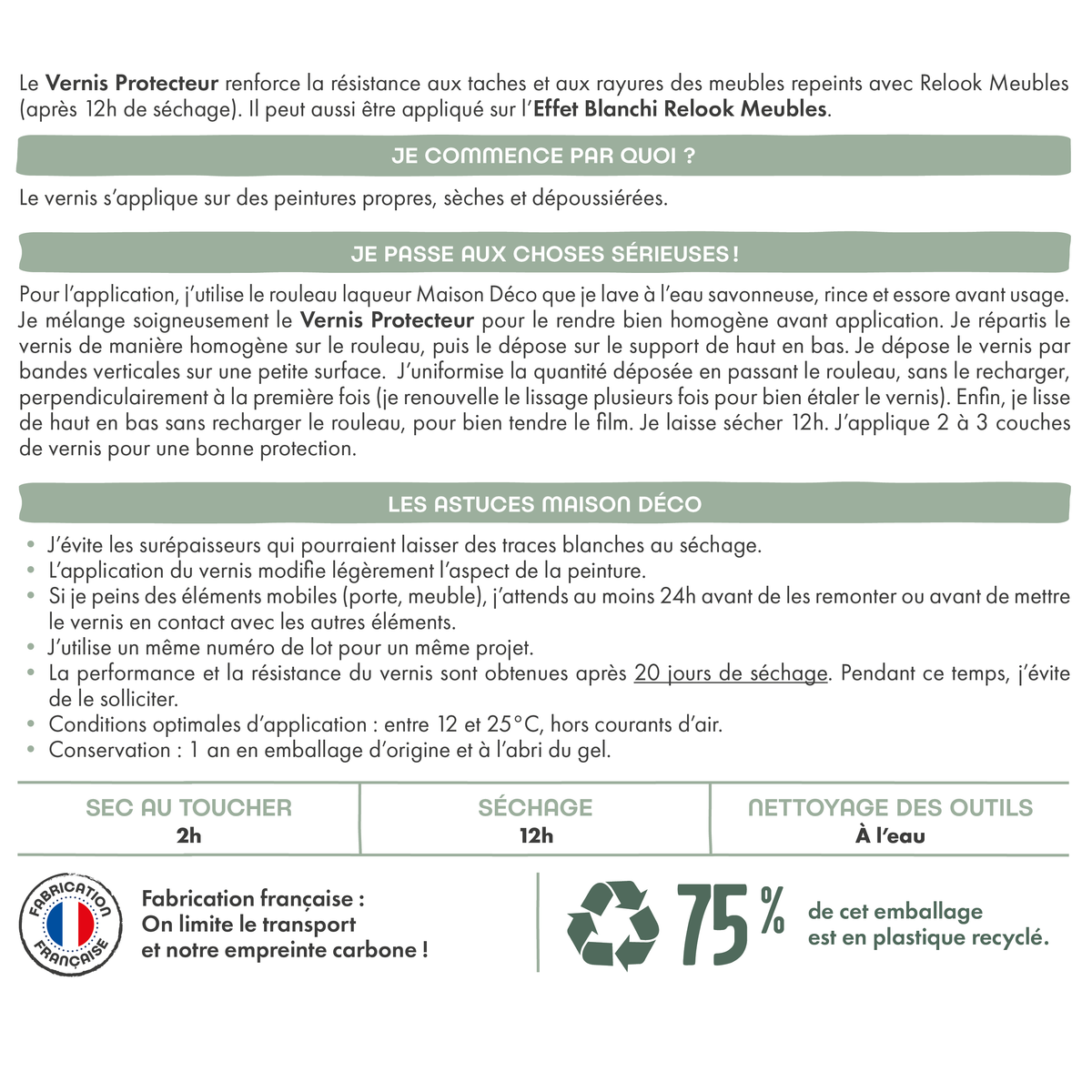 RELOOK MEUBLES COULEURS Peinture Relook meubles vernis extreme Incolore Brillant 0,5L