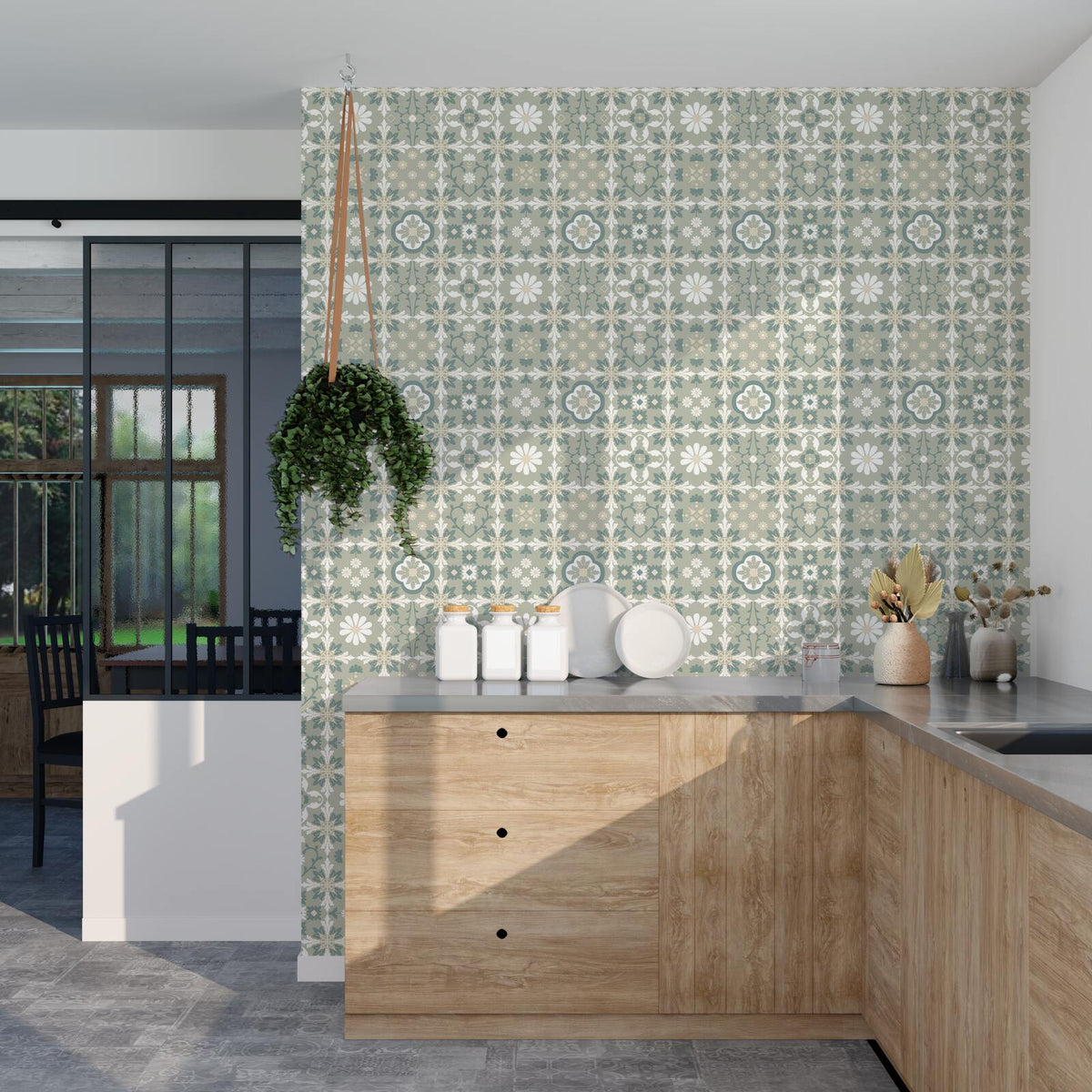 Papier peint intissé Lazare Vert sauge