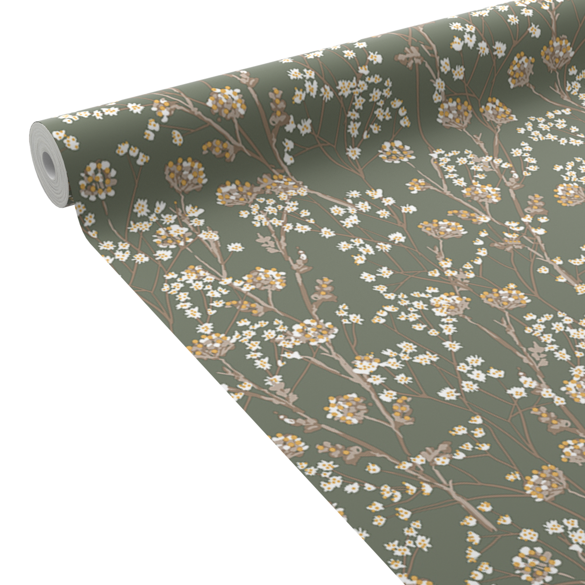 Papier peint intissé Manoa Vert kaki et ocre