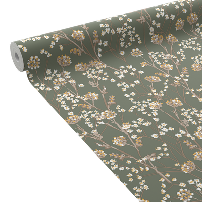 Papier peint intissé Manoa Vert kaki et ocre