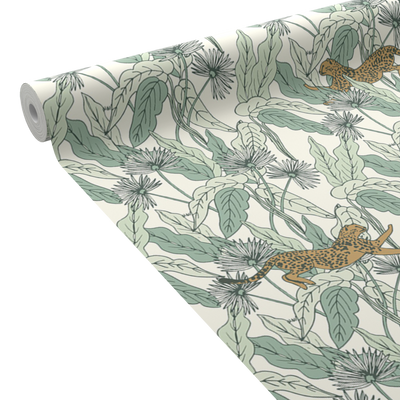 CASELIO Papier peint intissé Felindra Vert feuille et doré