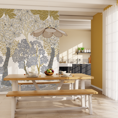 Papier peint panoramique L Archibald Vert bleu grisé Satiné