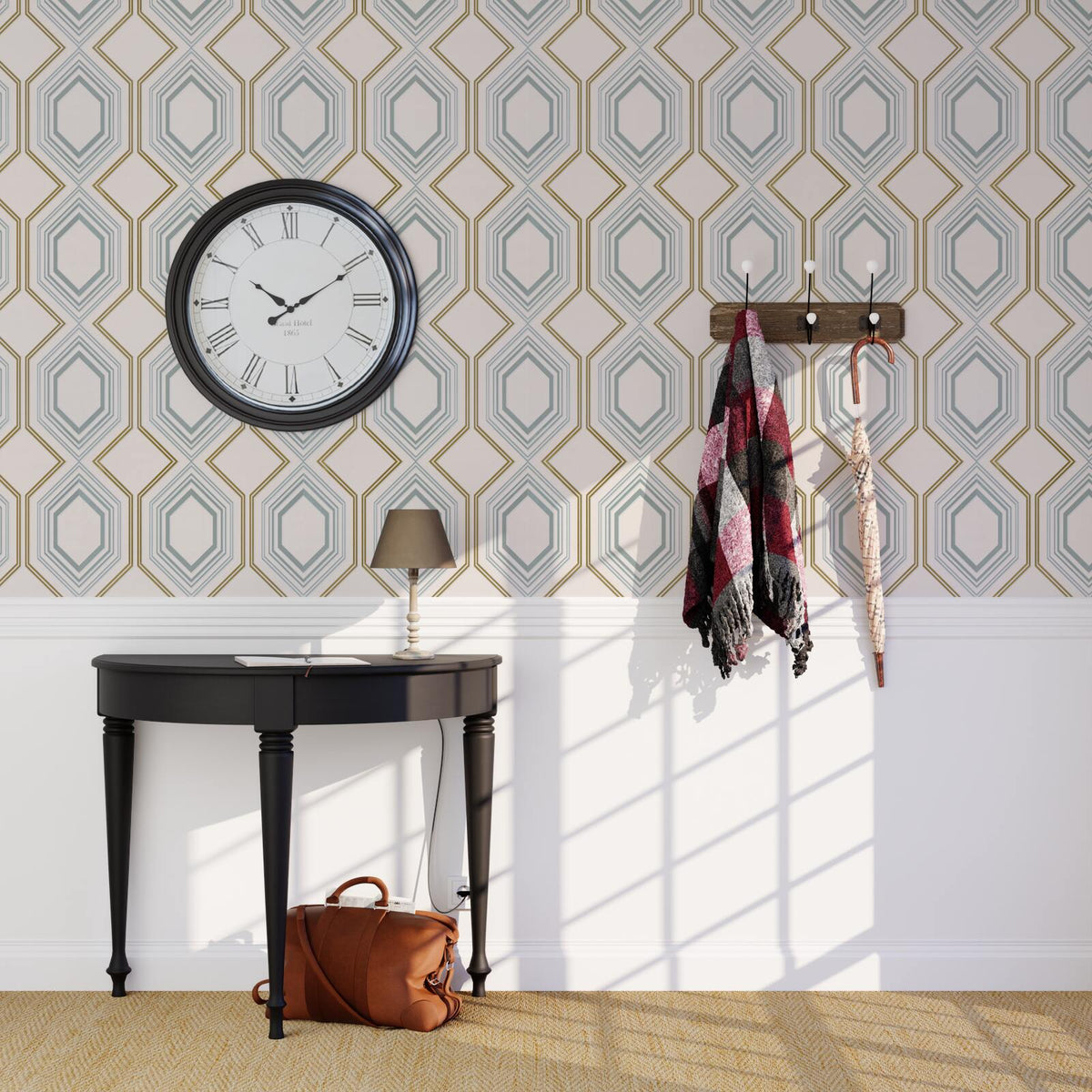 Papier peint intissé Jewel Blanc et doré