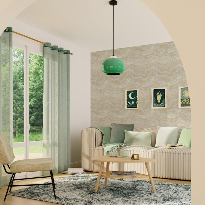 Papier peint intissé Elaura Beige rosé et argenté