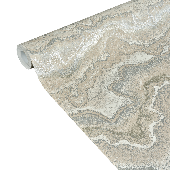 Papier peint intissé Elaura Beige rosé et argenté