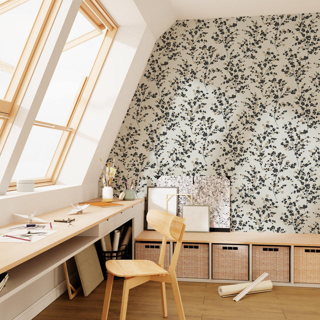 Papier peint intissé INAMI coloris noir et doré