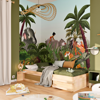 Papier peint panoramique XL Le livre de la jungle Multicolore Mat