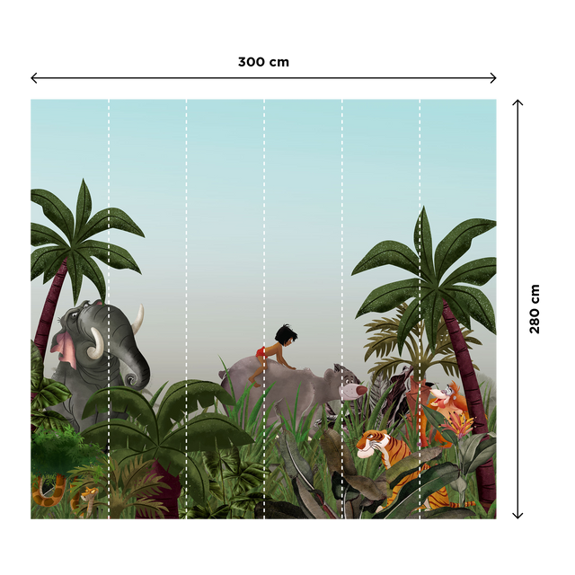 Papier peint panoramique XL LE LIVRE DE LA JUNGLE 300 x 280 cm