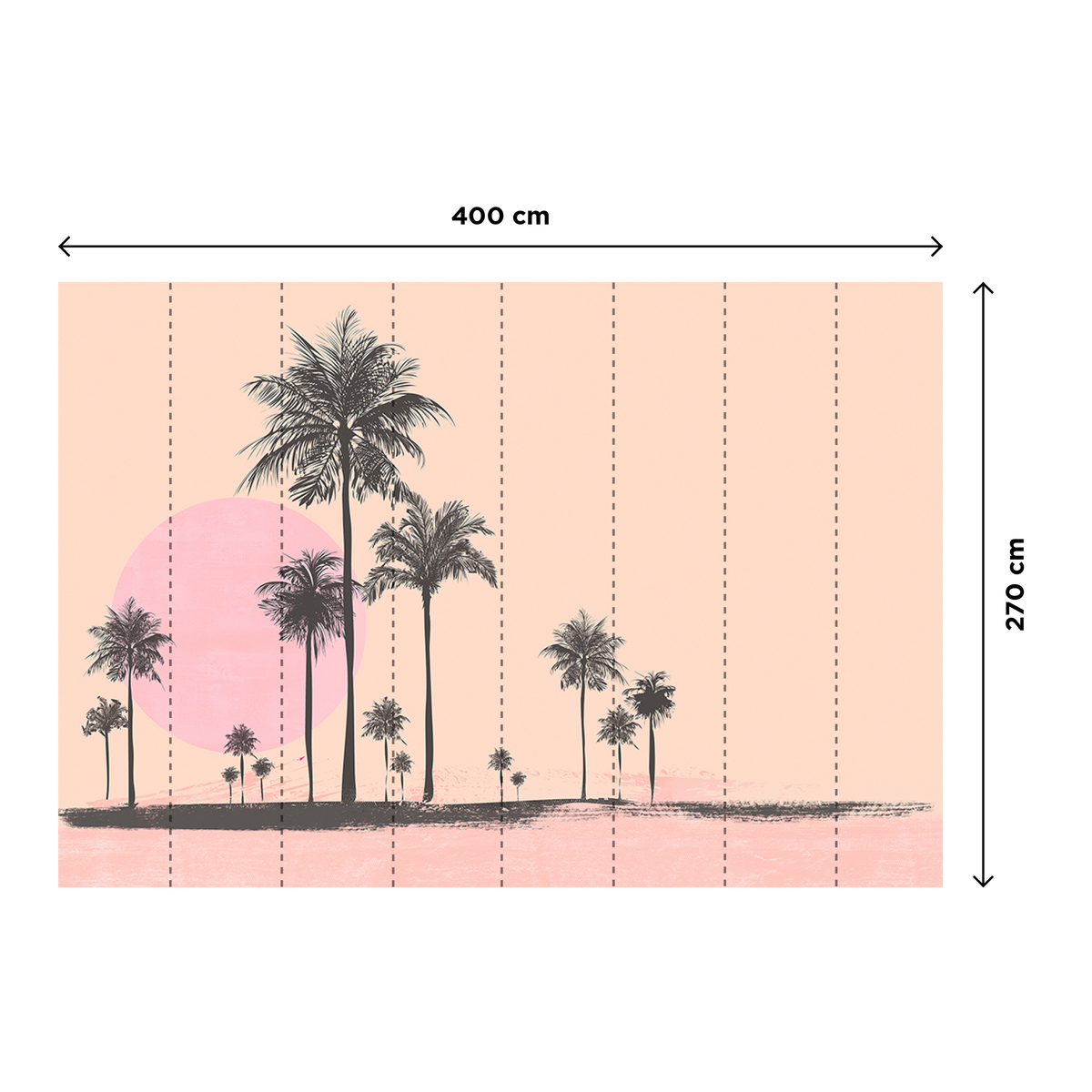 Papier peint panoramique XL Miami walk Rose abricot Brillant