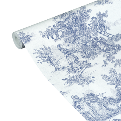 4MURS Papier peint intissé Jouy Bleu indigo