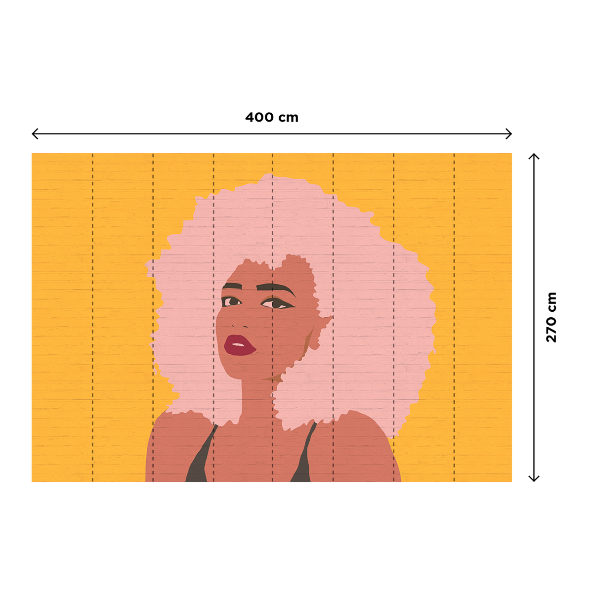 Papier peint panoramique XL Billie Ocre et rose Brillant