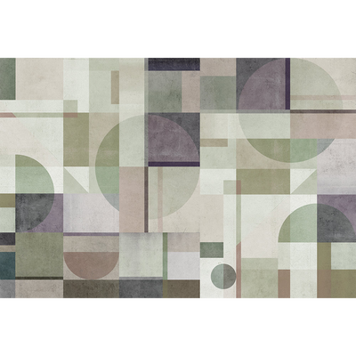 Papier peint panoramique XL Kunst Beige, violet et vert Brillant