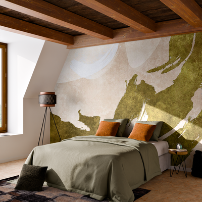 Papier peint panoramique XL Artus Sable et kaki Brillant