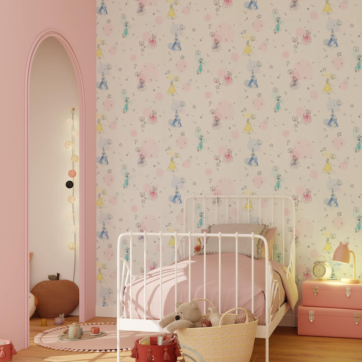 Papier peint intissé Disney princesses Multicolore